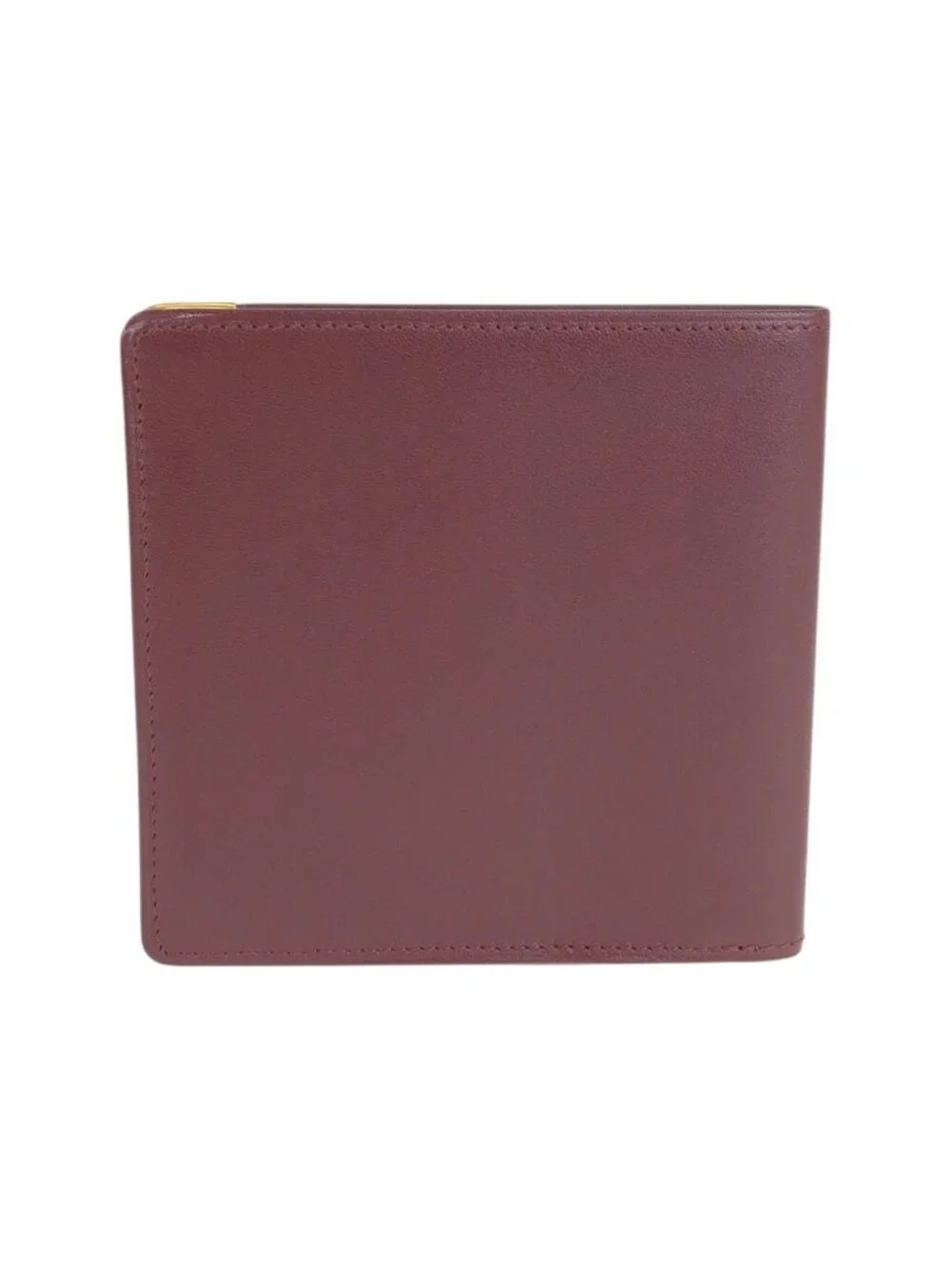 Cartier Must Line Wine Red Gold Leather Wallet Compact